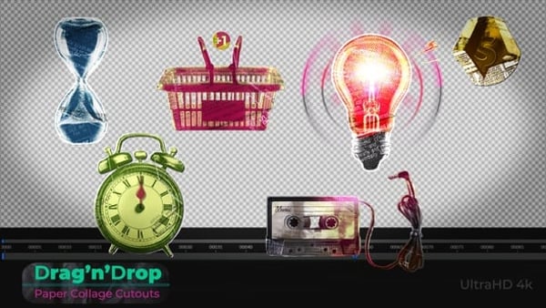 Drag & Drop Collage Paper Cutout Icons