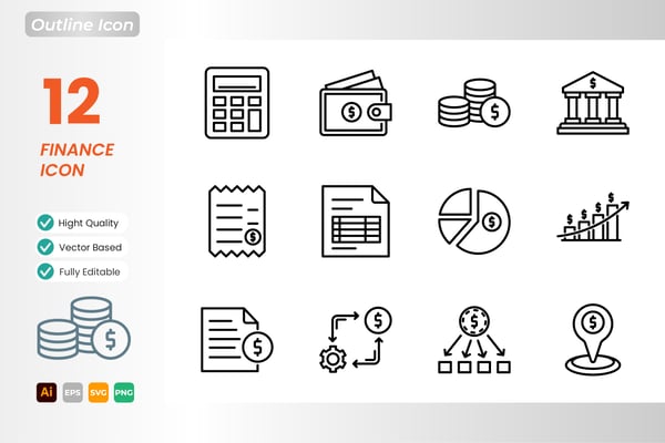 Finance Outline Icon Set