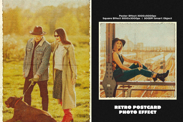 Retro Postcard Square And Poster Photo Effect