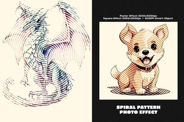 Spiral Pattern Square And Poster Photo Effect