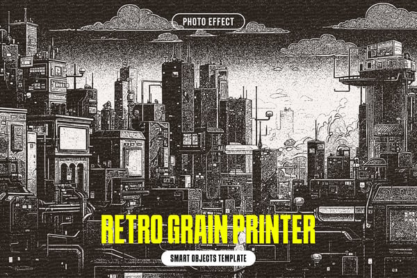 Retro Grain Printer Photo Effect