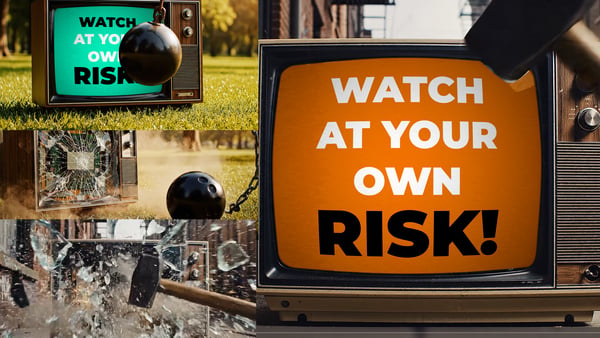 Smashing Retro TV Sequence - Watch At Your Own Risk Warning Motion Graphic