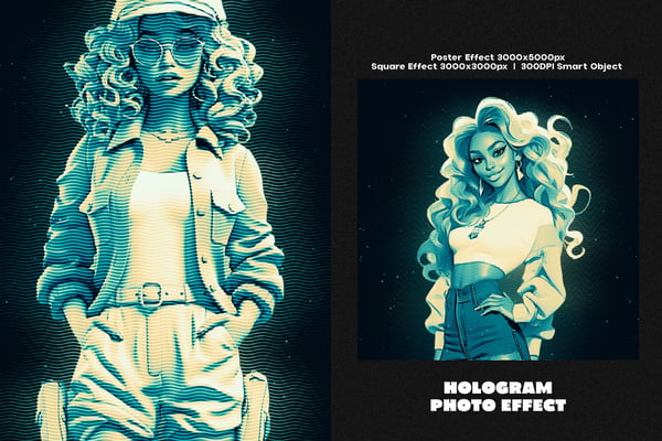 Hologram Square And Poster Photo Effect