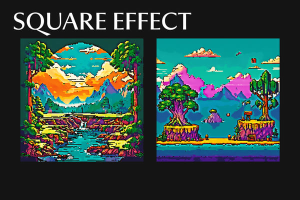 Pixel Game Square And Poster Photo Effect