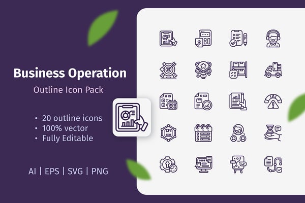 20 Business Operation Outline Icon