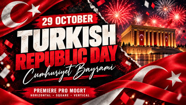 Turkish Republic Day Animated Titles for Premiere Pro MOGRT – 29 October Celebration