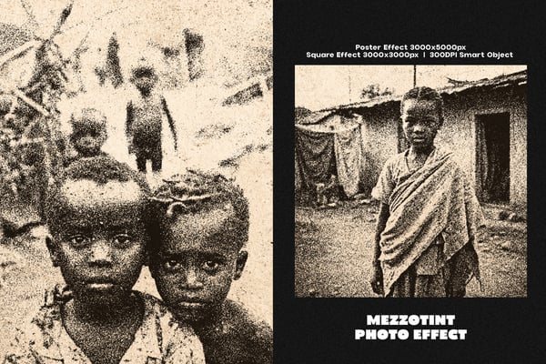 Mezzotint Square And Poster Photo Effect