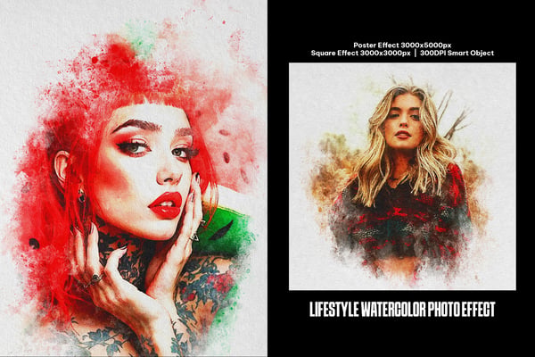 Lifestyle Watercolor Square And Poster Photo Effect