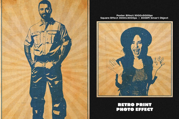 Retro Print Square And Poster Photo Effect