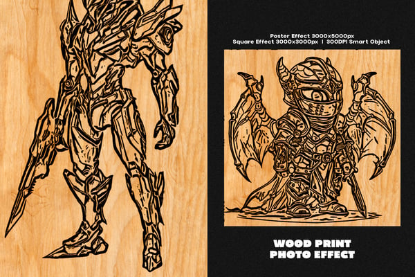 Wood Print Square And Poster Photo Effect