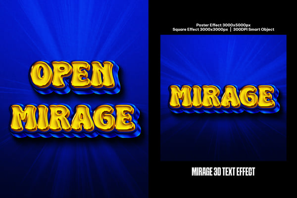 Mirage 3D Square And Poster Text Effect