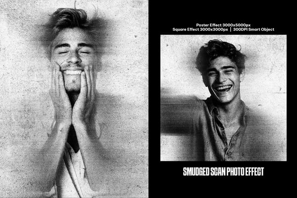 Smudged Scan Square And Poster Photo Effect
