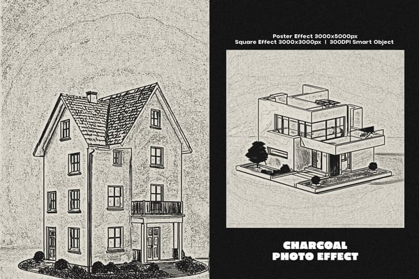 Charcoal Square And Poster Photo Effect