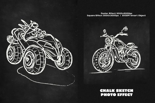 Chalk Sketch Square And Poster Photo Effect