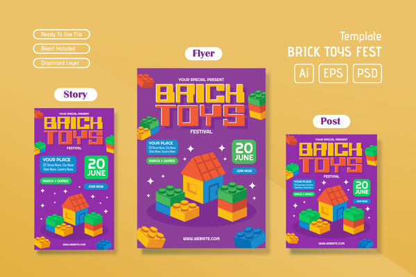Brick Toys Festival Flyer Template Set