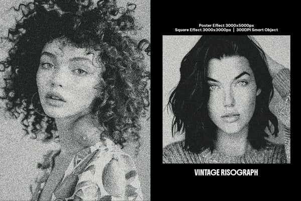 Vintage Risograph Square And Poster Photo Effect