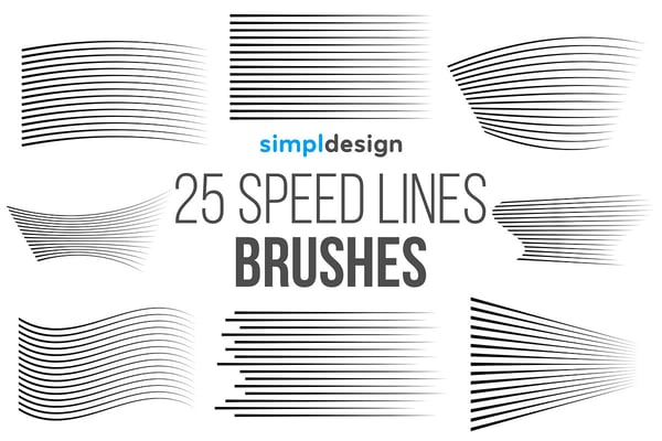 25 Speed Lines Photoshop Brushes