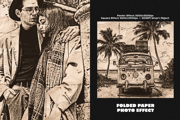 Folded Paper Square And Poster Photo Effect