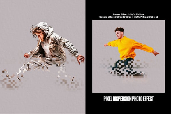 Pixel Dispersion Square And Poster Photo Effect