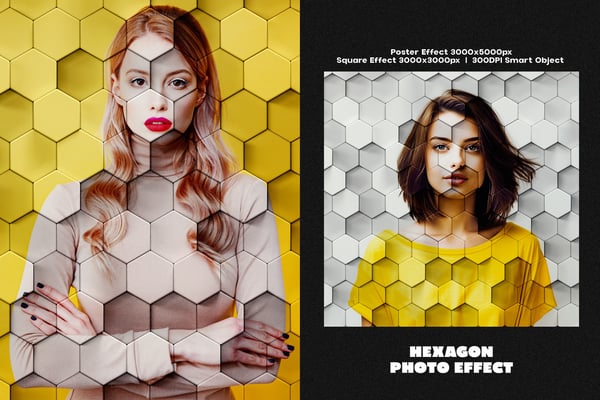 Hexagon Square And Poster Photo Effect