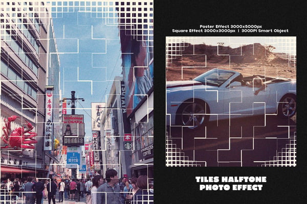 Tiles Halftone Square And Poster Photo Effect