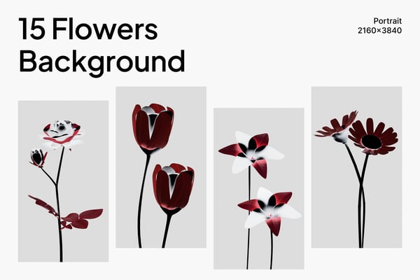 Abstract Flowers Portrait Background Set