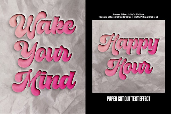Paper Cut Out Square And Poster Text Effect