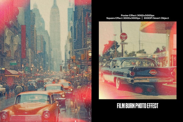 Film Burn Square And Poster Photo Effect