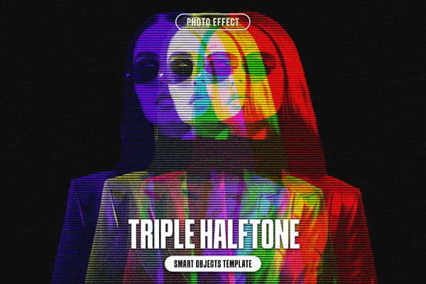Triple Halftone Photo Effect