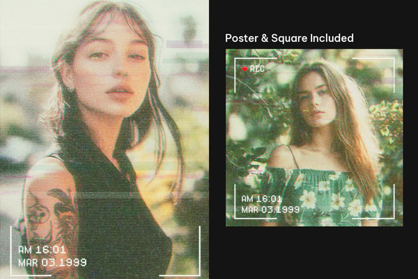 Retro VHS Tape Square And Poster Photo Effect