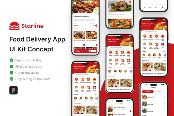 Starline - Food Delivery App UI Kit