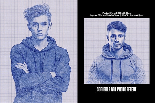Scribble Art Square And Poster Photo Effect