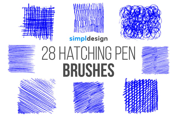28 Hatching Pen Photoshop Brushes