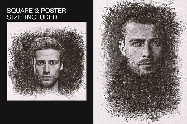 Pencil Drawing Square And Poster Photo Effect