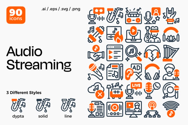Audio Streaming Icon Set