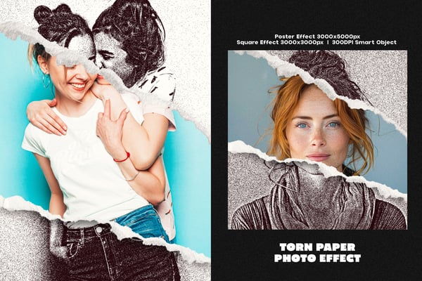 Torn Paper Square And Poster Photo Effect