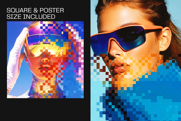 Pixelated Tile Style Square And Poster Photo Effect