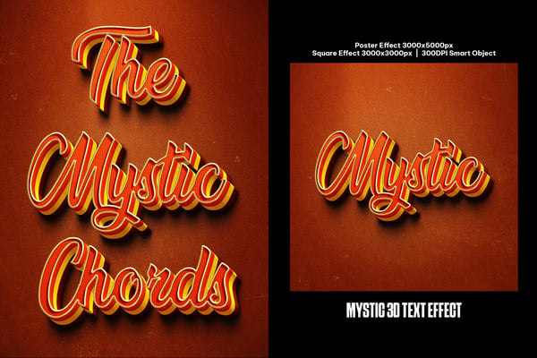 Mystic 3D Square And Poster Text Effect