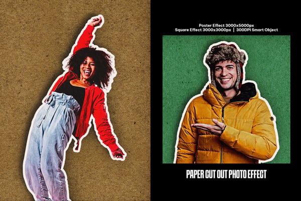 Paper Cut Out Square And Poster Photo Effect