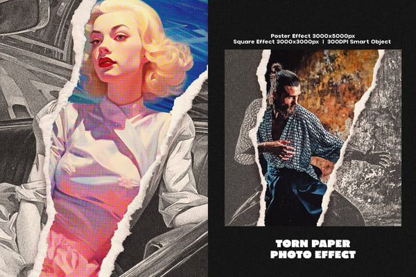 Torn Paper Square And Poster Photo Effect