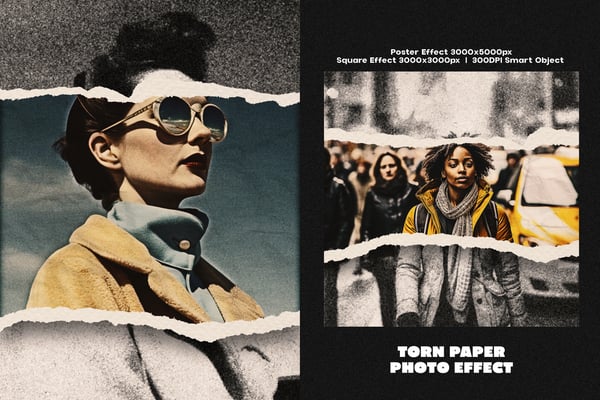Torn Paper Square And Poster Photo Effect