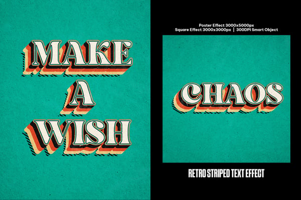 Retro Striped Square And Poster Text Effect