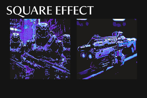 Pixel Dithered Square And Poster Photo Effect