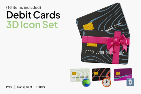 Debit Card 3D Icon Set