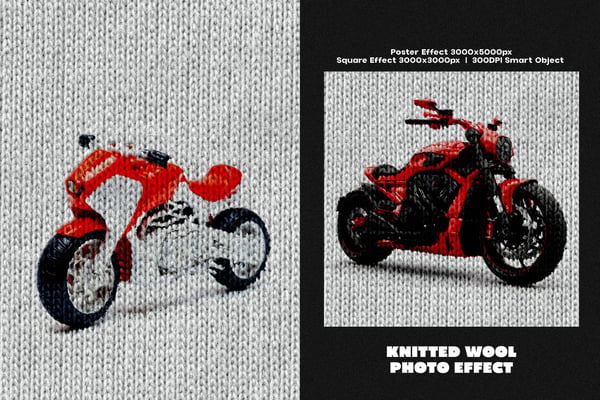 Knitted Wool Square And Poster Photo Effect