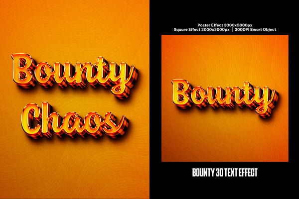 Bounty 3D Square And Poster Text Effect