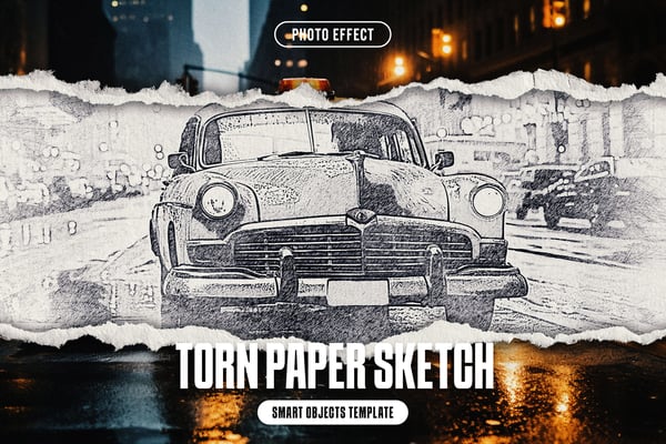 Torn Paper Sketch Photo Effect