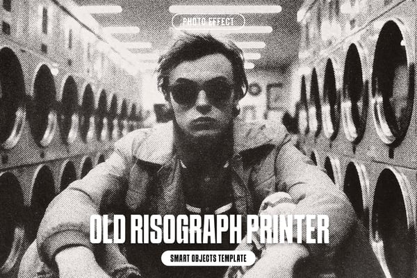 Old Risograph Printer Photo Effect