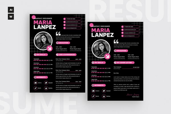 Dark Style Resume CV