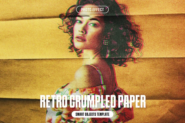 Retro Crumpled Paper Photo Effect